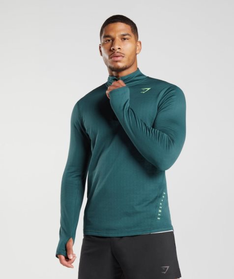 Men's Gymshark Sport 1/4 Zip Sweatshirts Turquoise | CA 163780